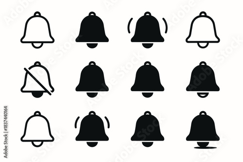 Ring bell wave dot shadow notification ringing hinge vector handle icon arc