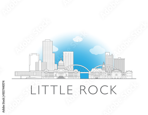 Little Rock Arkansas cityscape illustration skyline drawing