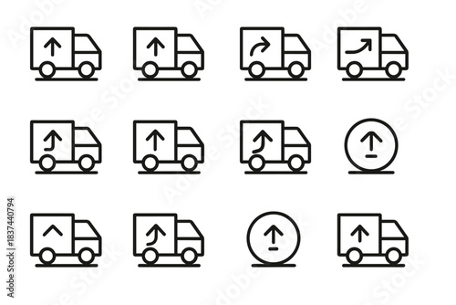 Arc line arrow outline icon fold minimalist delivery cargo vector shadow icons