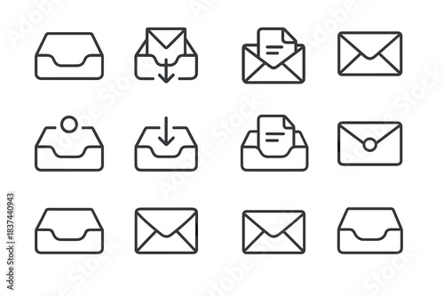 Hinge curved minimal arc tray vector icons arrow shape mail inbox curve