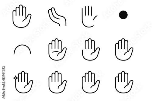 Ring fold icons shadow vector hinge arc minimal outline hand palm icon