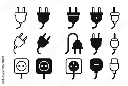 Base icon curve minimal shadow seam plug vector dot electric cable hinge