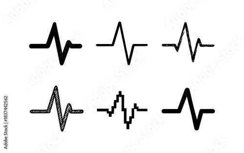 Diverse heartbeat waveforms in various artistic styles