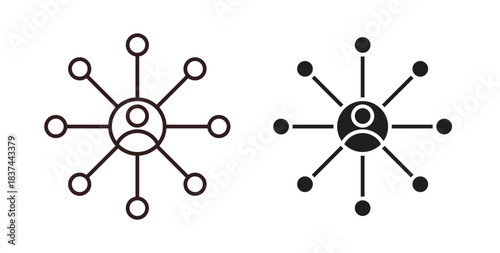 Affiliate marketing icons design is in black and white, line stock illustration