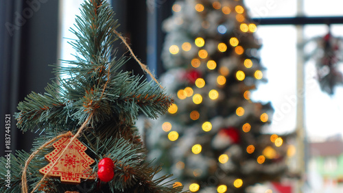 Christmas Tree Decor with Warm Holiday Lights and Ornaments