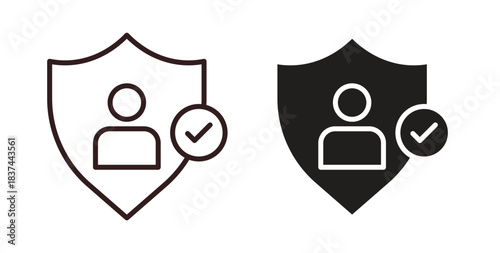 Authentication icons design is in black and white, line stock illustration