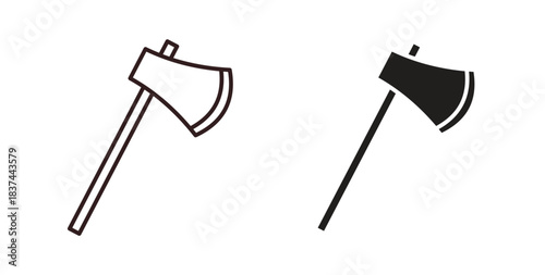Axe icons design is in black and white, line stock illustration