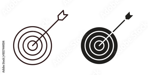 Bulls eye icons design is in black and white, line stock illustration