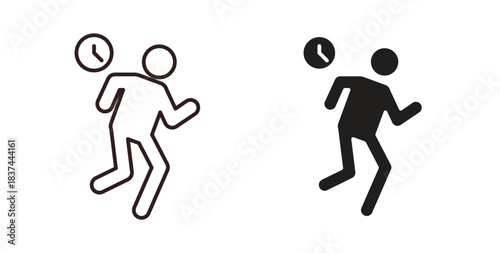 Busy icons design is in black and white, line stock illustration