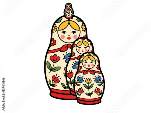 Traditional Russian Nesting Dolls Illustration