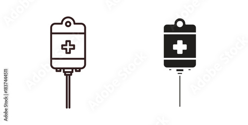 Chemotherapy icons design is in black and white, line stock illustration