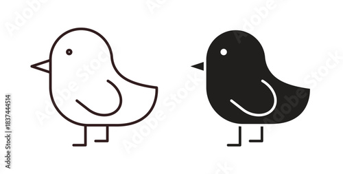 Chick icons design is in black and white, line stock illustration
