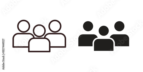 Community icons design is in black and white, line stock illustration
