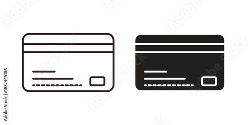 Credit card icons design is in black and white, line stock illustration