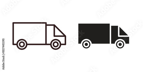 Delivery icons design is in black and white, line stock illustration