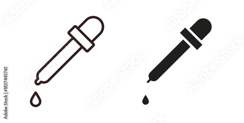 Dropper icons design is in black and white, line stock illustration
