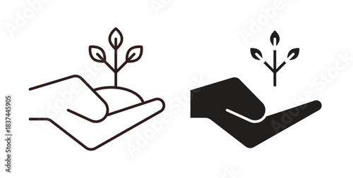 Environment icons design is in black and white, line stock illustration