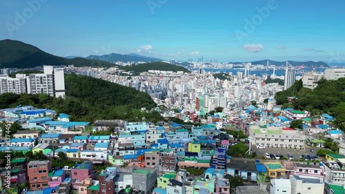 Wallpaper Mural Flying up over the Gamcheon Culture Village in Busan, South Korea Torontodigital.ca