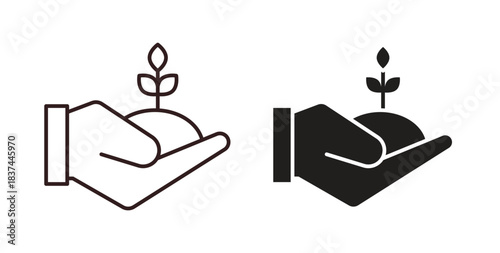 Environment icons design is in black and white, line stock illustration