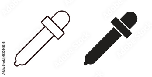 Eye dropper icons design is in black and white, line stock illustration