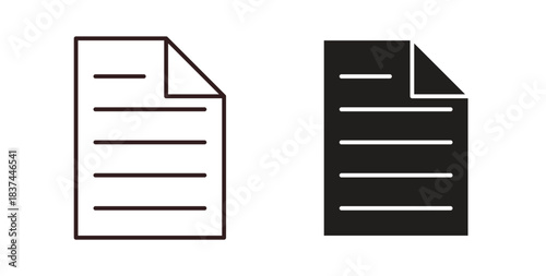 File icons design is in black and white, line stock illustration