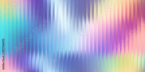 Chromatic gradient texture with vertical prism refraction and smooth color transitions. Iridescent surface in dreamy luminous flow. Vector illustration