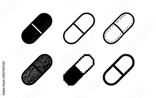 Capsule collection in various art styles: doodle, pixel, and sketch designs