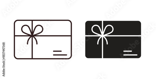 Gift card icons design is in black and white, line stock illustration