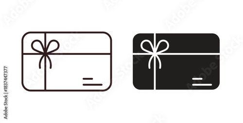 Gift card icons design is in black and white, line stock illustration