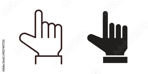 Hand pointer icons design is in black and white, line stock illustration