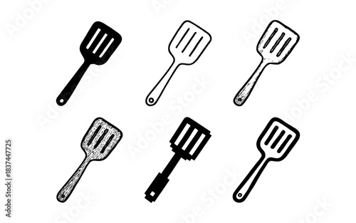 Set of spatula icons in various styles on white background