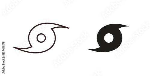Hurricane icons design is in black and white, line stock illustration