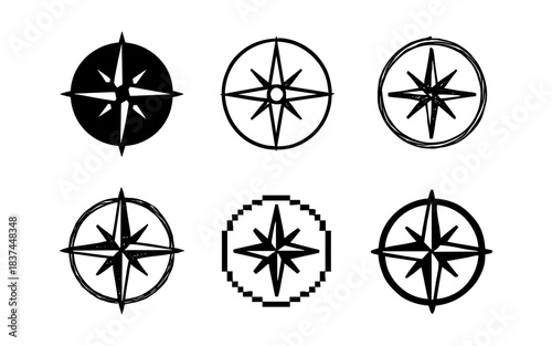 Diverse compass rose collection featuring unique design styles