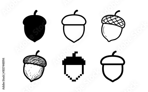 Acorn icon set: diverse styles for nature design projects
