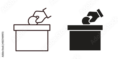 Money donation icons design is in black and white, line stock illustration