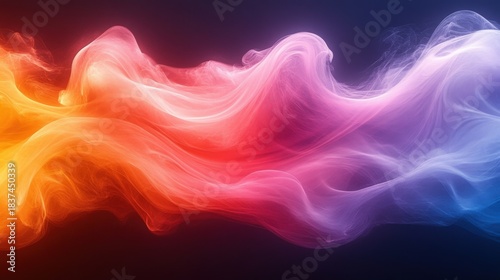 A dynamic abstract composition featuring swirling gradients of pink, orange, and purple against a deep, dark backdrop. This image evokes feelings of energy, creativity, and vibrant color.