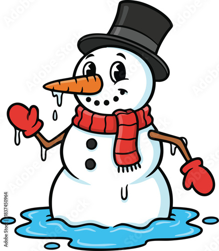 Melting Snowman Winter Illustration