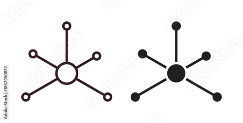 Particle icons design is in black and white, line stock illustration