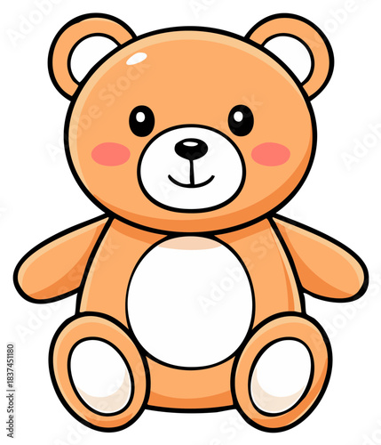 Cartoon bear illustration with cheerful expression and round shape design.