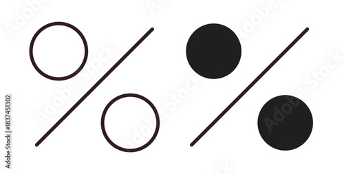 Percentage icons design is in black and white, line stock illustration