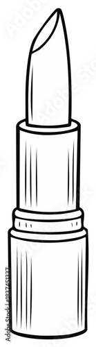 Outlined monochrome illustration of a lipstick cosmetic product.