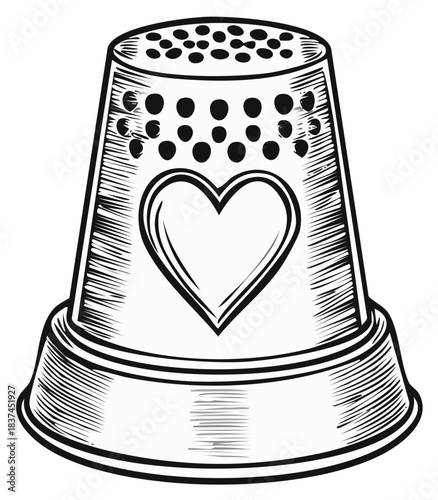 Thimble Engraving with Heart Icon Sewing Accessory Crafting Hand Tools