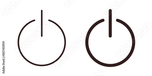 Power button icons design is in black and white, line stock illustration