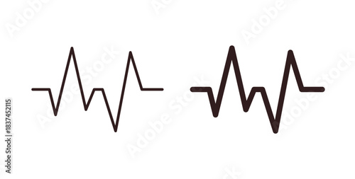 Pulse icons design is in black and white, line stock illustration