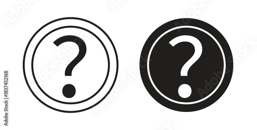 Question icons design is in black and white, line stock illustration