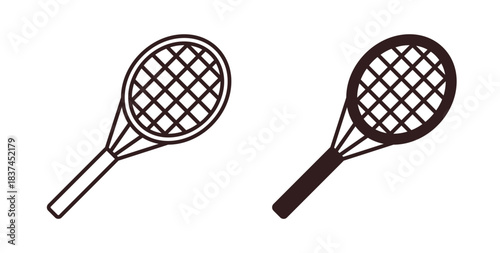Racket icons design is in black and white, line stock illustration