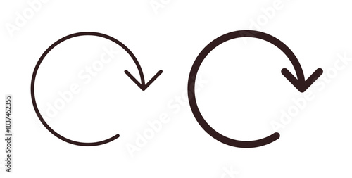 Reset icons design is in black and white, line stock illustration