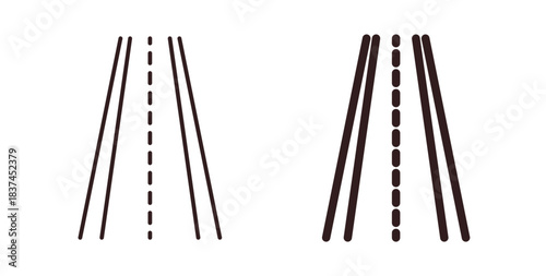 Road icons design is in black and white, line stock illustration