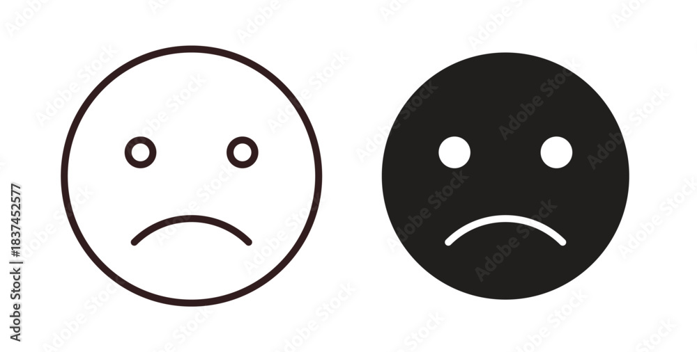 Fototapeta premium Sad icons design is in black and white, line stock illustration