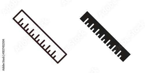 Ruler icons design is in black and white, line stock illustration